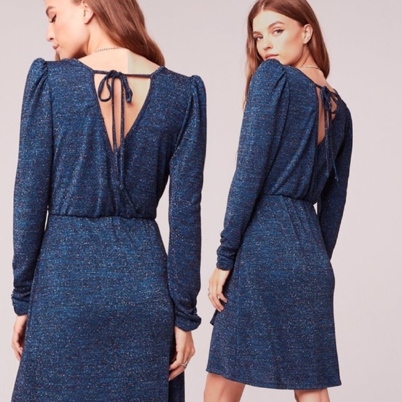 Band of Gypsies Gemme Faux Wrap Metallic Dress L - Picture 7 of 8